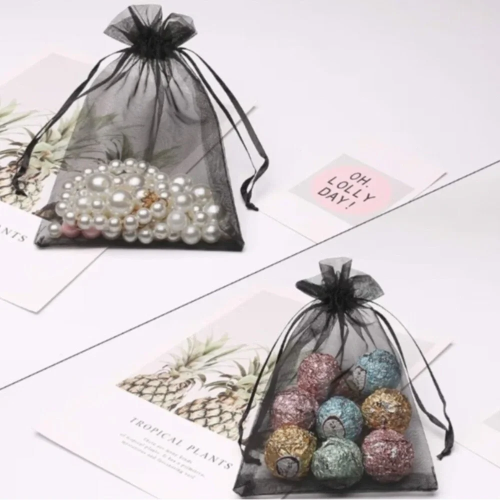 20 Black Organza Gift Bags